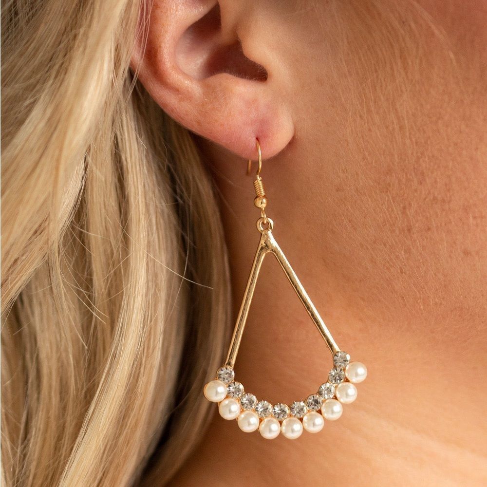 Faux gold with pearl and rhinestone accent earrings